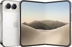 Apple iPhone Duo in Sternenweiß, von hinten und aufgeklappt