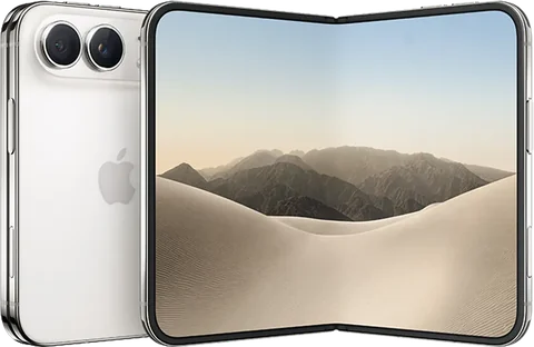 آبل iPhone Duo في Sternenweiß، من الخلف ومفتوحة